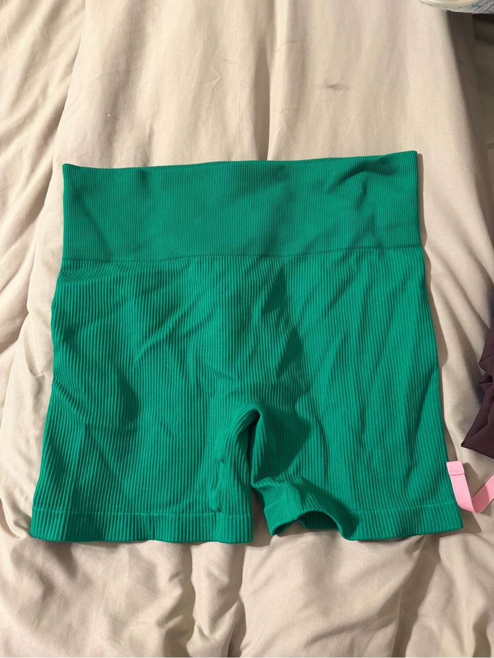 Target Ribbed High-Waist Bike Shorts in Teal Green
